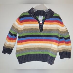 Vintage Gymboree Multicolored Striped Zip Front Cotton Sweater Toddlers 12-18